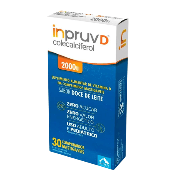 Vitamina D 2.000UI Inpruv 30 comprimidos mastigáveis Vitamina D 2.000UI Inpruv 30 comprimidos mastigáveis