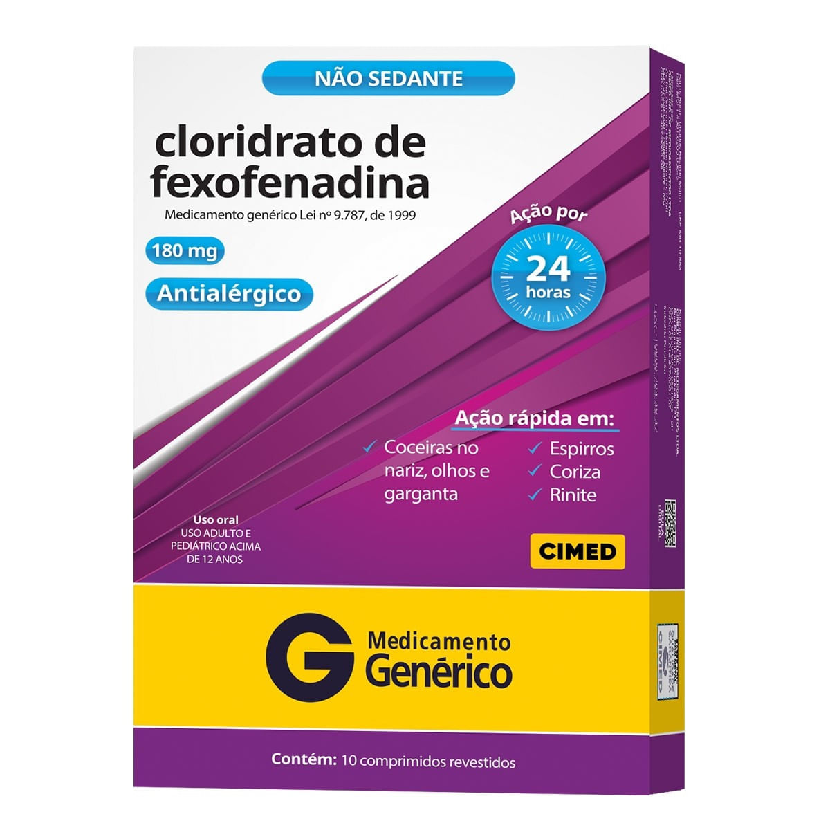 Fexofenadina 180mg Antialérgico Cimed com 10 Comprimidos