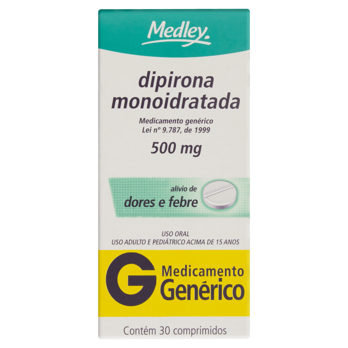 Dipirona Monoidratada 500mg Medley 30 comprimidos