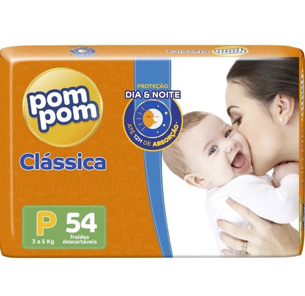 Fralda Pom Pom Clássica Mega P com 54 Unidades