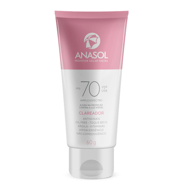 Protetor Solar Facial Anasol FPS 70 Clareador 60g
