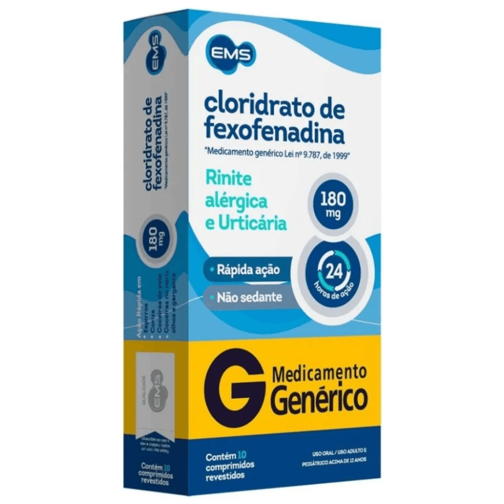 Cloridrato de Fexofenadina 180mg EMS com 10 Comprimidos