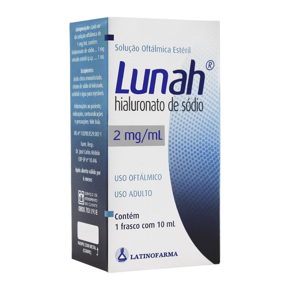 Lubrificante Ocular Lunah Solução Oftálmica 2mg/ml com 10ml